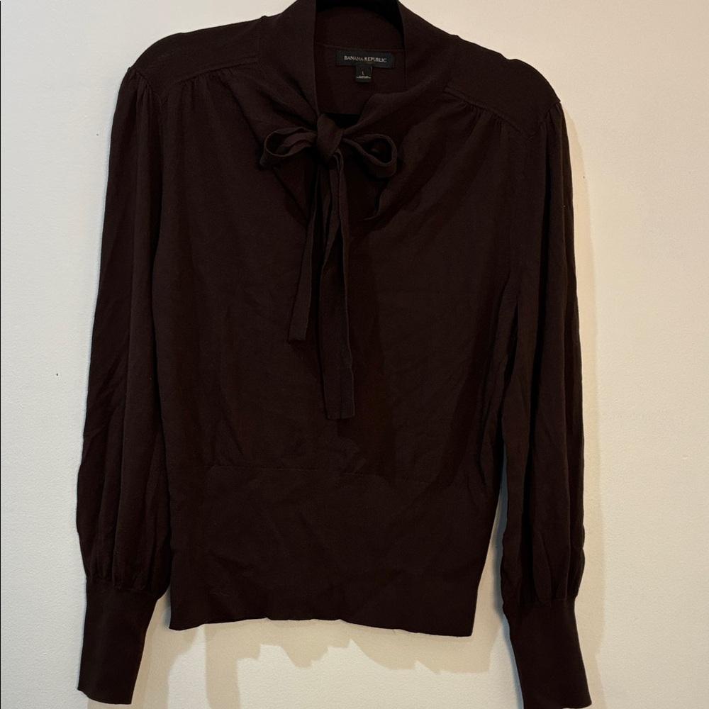 Banana Republic Dark Brown Blouse with Bow